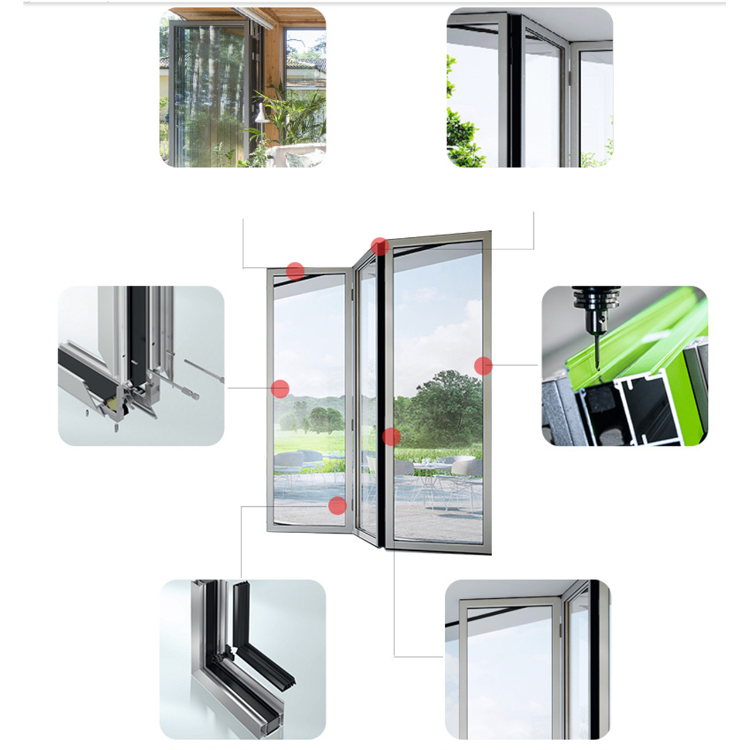 Frameless Accordion Terrace Sliding Aluminum Doors Glass Curtain Folding Doors Interior 9153