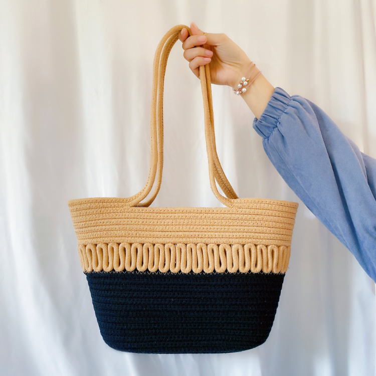 Straw Handbags Women Handwoven Round Corn Straw Bags Natural Chic Hand  Large Summer Beach Tote Woven Handle Shoulder Bag