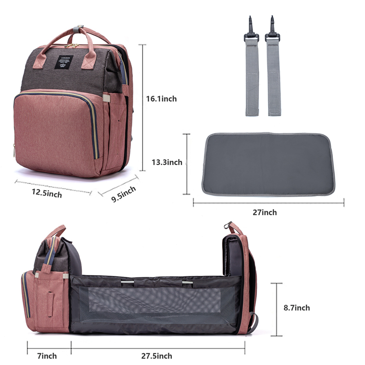 Mami Backpack Waterproof Travel Mami Diaper Bag Backpack Foldable Baby Bed Mommy ...