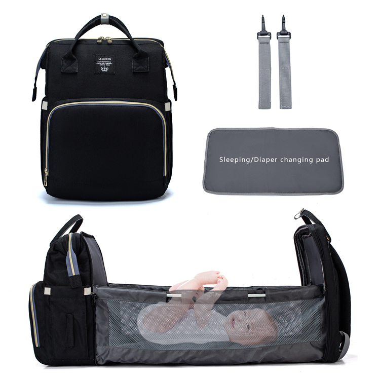 Mami Backpack Waterproof Travel Mami Diaper Bag Backpack Foldable Baby Bed Mommy ...