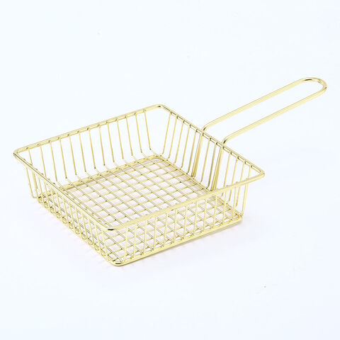 Stainless Steel Deep Fry Basket Rectangle Wire Mesh Strainer with Long  Handle Frying Cooking Tool Food Presentation Tableware