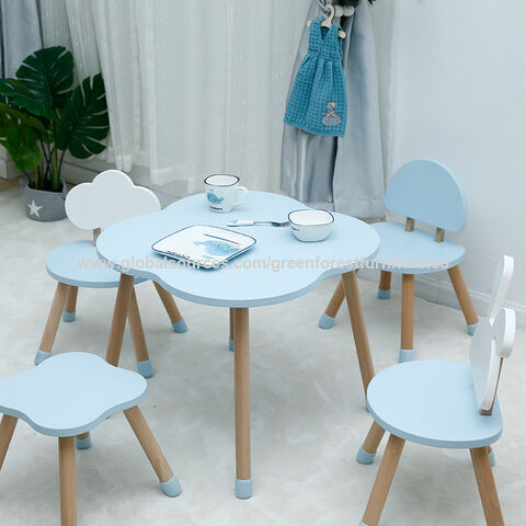 Juego de mesa y 4 sillas para niños, escritorio de estudio para niños, mesa  de comedor, escritorio de plástico ajustable en altura ajustable, muebles