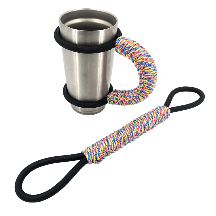 Handcrafted Paracord Tumbler Handle, Orange and Black