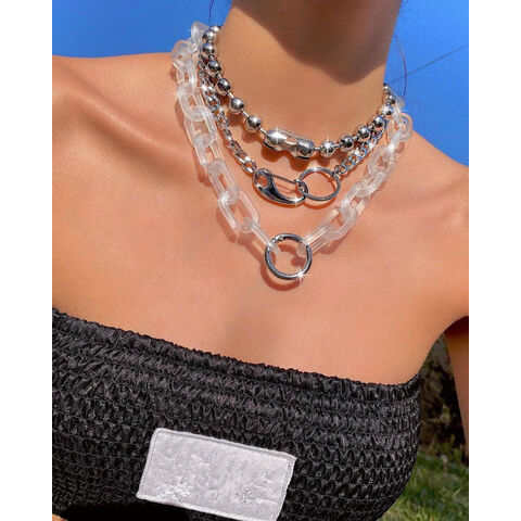 Transparent Iced Choker New Hip Hop Simple Style Transparent - Main Image