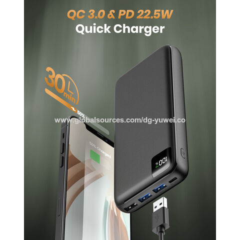 Cargador portátil Power Bank 27000mAh 22.5W Cargador de teléfono de carga  rápida USB-C PD QC 3.0 Batería con 4 salidas para iPhone Samsung Tablet