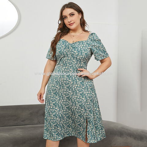 2023 Short Sleeve Spring Summer Plus Size Women's Casual Dresses Slit  Frocks Floral Printing Dress - Buy China Wholesale Women's Dress $10