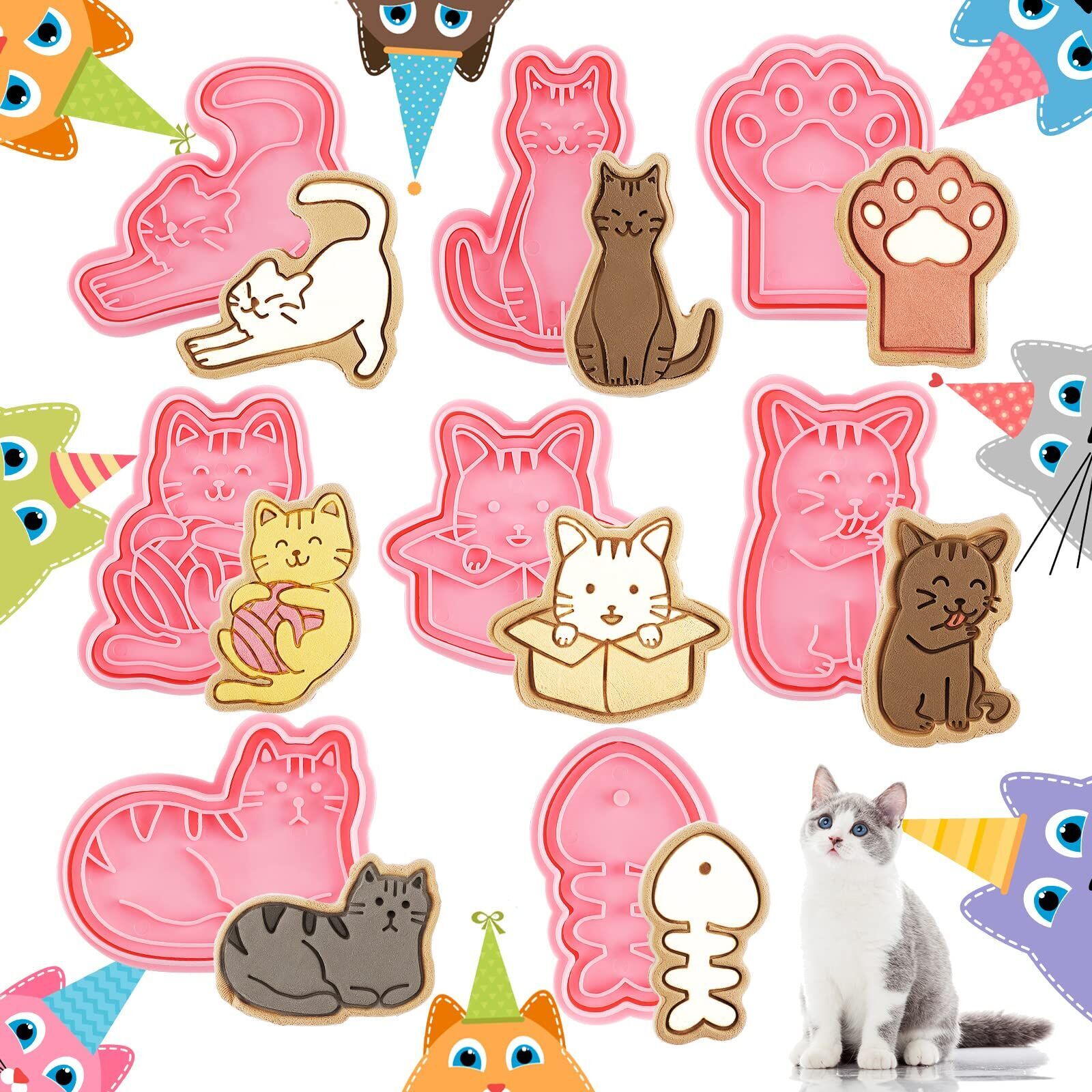 Silicone Gummy Candy Molds, Cartoon Cat Shape Chocolate Molds, Non