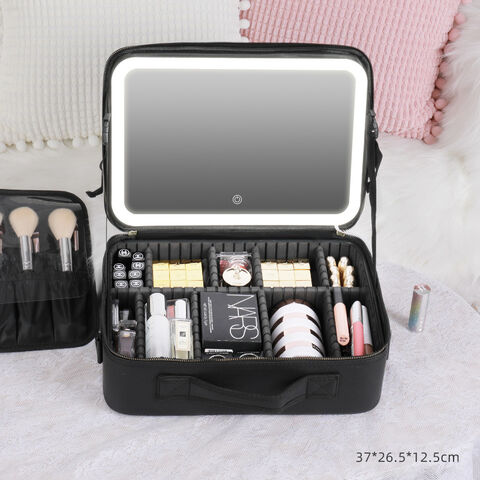 Cosmetic Makeup Caddy Mini Lipstick Bag For Purse With Mirror Pu