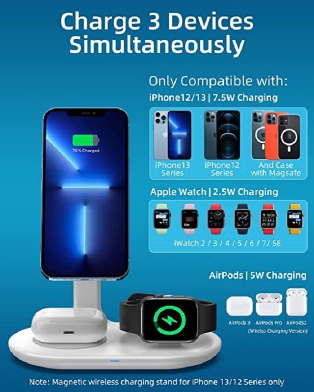 Multi-function Chargers 3 In 1 Wireless Charger Magnetic Wireless ...