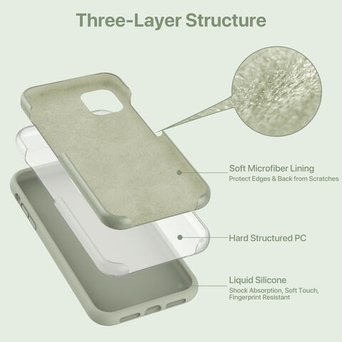 Funda de Silicona Líquida Antigolpes de Alta Calidad para iPhone 11 6.1" con Microfibra Suave - Verde Patina