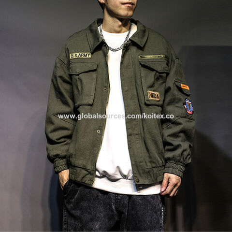 Jackets For Men Army Green Denim Jacket Military Windbreaker Solid Coat  Clothes