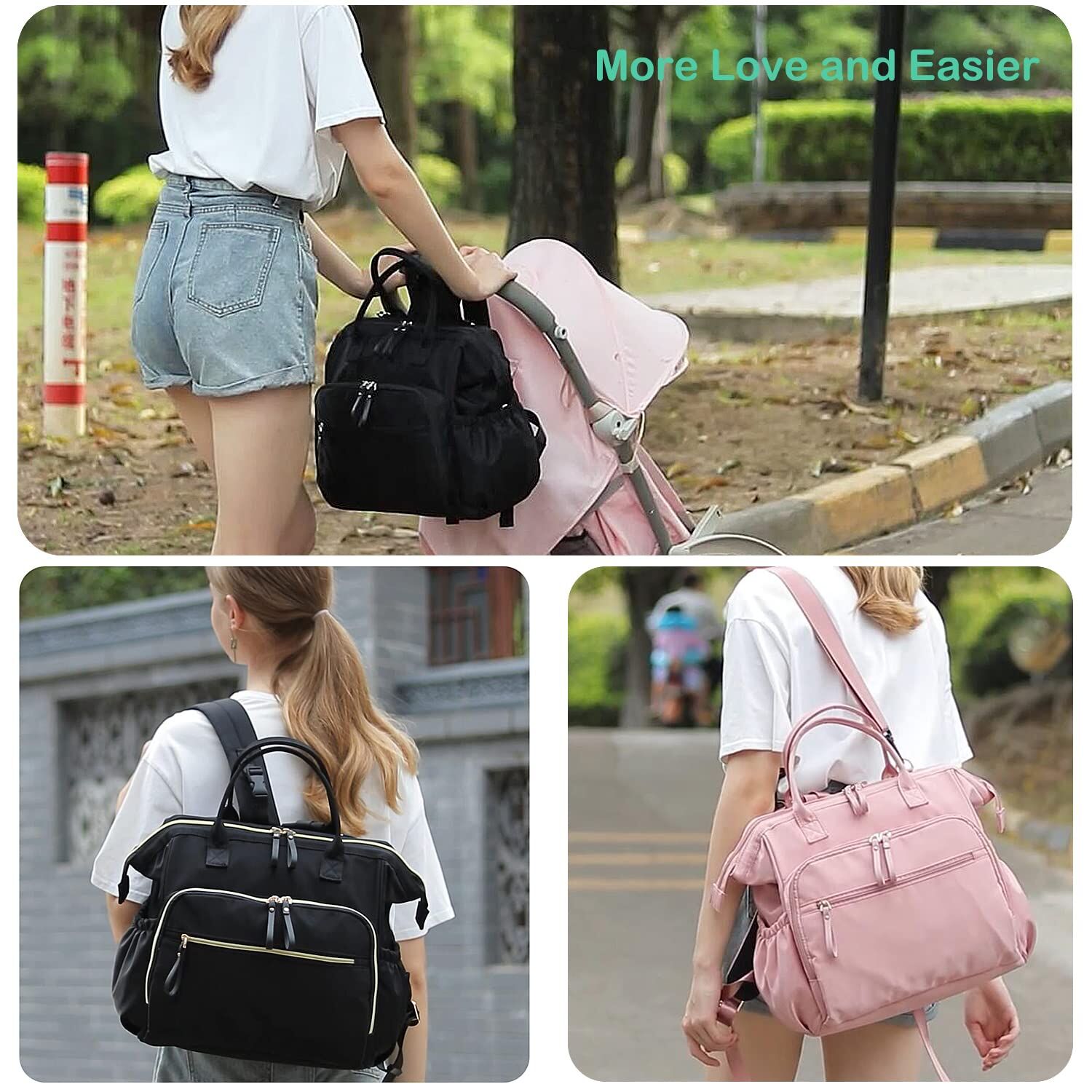 Buy Wholesale China Custom Large Capacity Diaper Bag Tote Nylon 3 Ways Travel Backpack And
