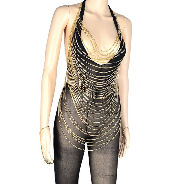 gold full body chain dress Bling Clothes Rhinestone Bodice Applique Gold Full Body Chains Luxury Club Diamond Detail Ball Gown Sexy Gold Body Chain Dress