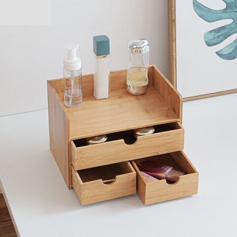 Cheap Price Countertop Makeup Organizer with 3 Drawers Multi-Function Cosmetic  Storage Box Cosmetic Display Case - China Bamboo Bookcase, Desk Organizer