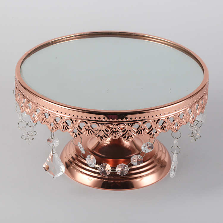 Wedding Props Glass Mirror Cake Plate Table Top Flower Ornaments Rose ...