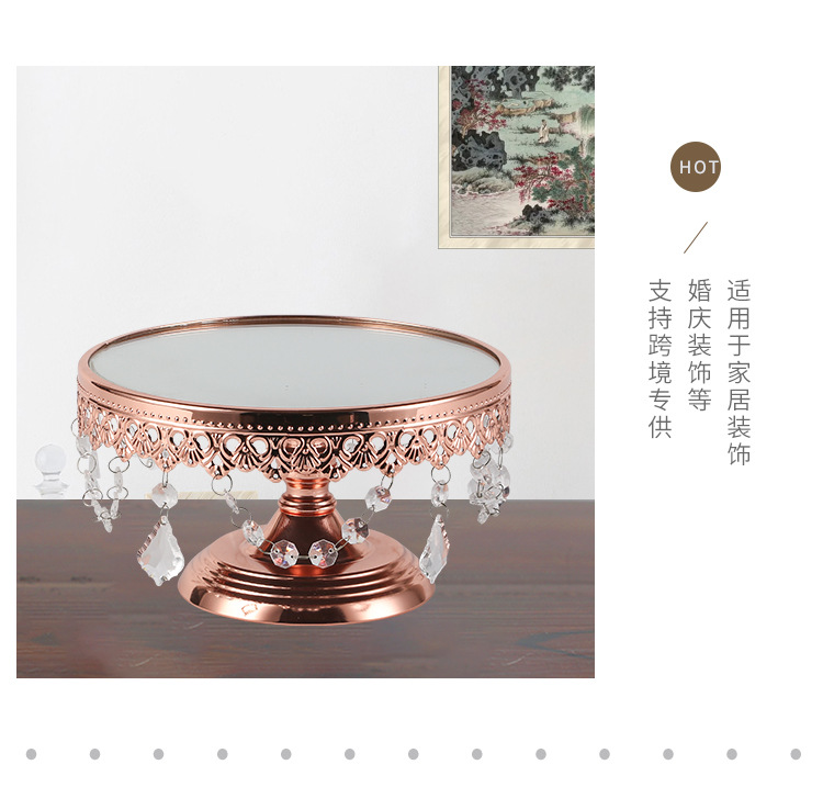 Wedding Props Glass Mirror Cake Plate Table Top Flower Ornaments Rose ...