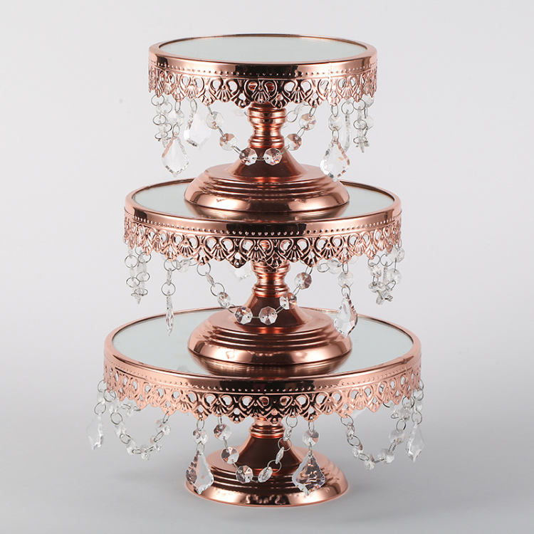 Wedding Props Glass Mirror Cake Plate Table Top Flower Ornaments Rose ...