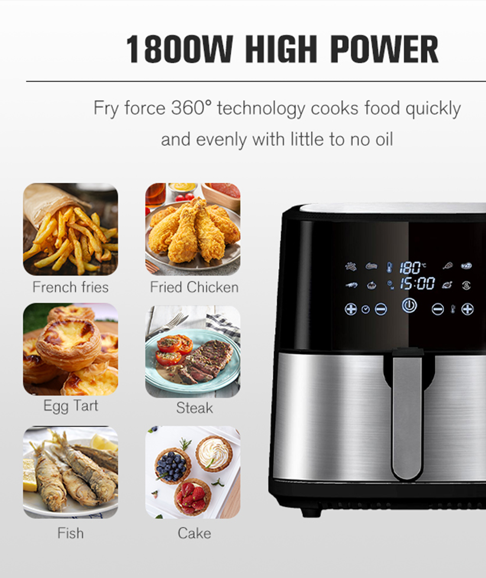 Buy Wholesale China Led Display Touch Screen For Baking Digital Oilless  Portable Air Fryer 8l Freidora Air Fryers Oven & 8l Air Fryer Digital Air  Fryer at USD 29.99