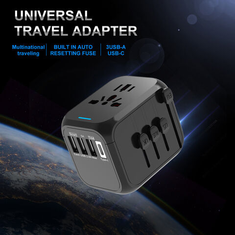 Adaptateur Voyage Universel International avec 3 USB et 1 Type C, 1500W, Prise  France vers USA