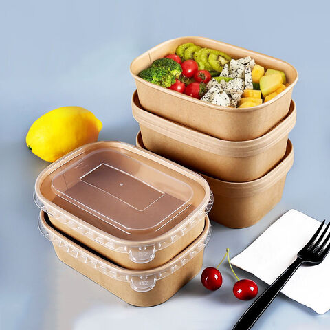 Eco Friendly Packaging Takeaway Takeout Square Salad Bowls Paper