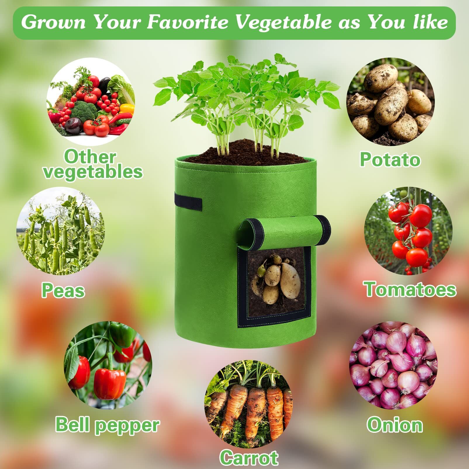 Vegetable Garden Grow Bag Vegetable Grow Bags With Handle Thickened Growing  Bag Vegetable Onion Plant Bag Outdoor Garden Pots