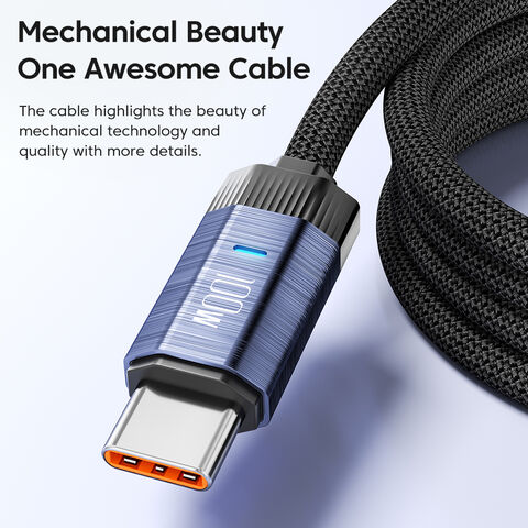 Toocki-Cable de carga rápida tipo C a tipo C de 100W, Cable de datos PD