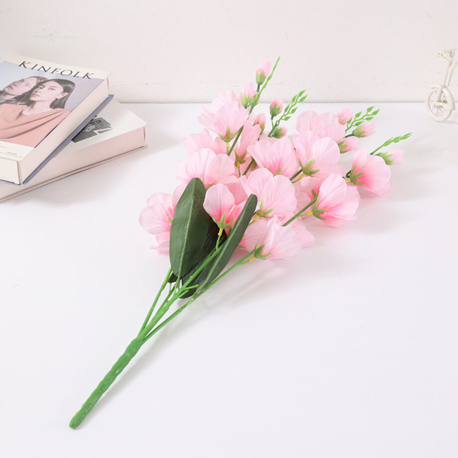 5 Branches Artificial Gladiola Bush Artificial Silk Flowers Home Garden