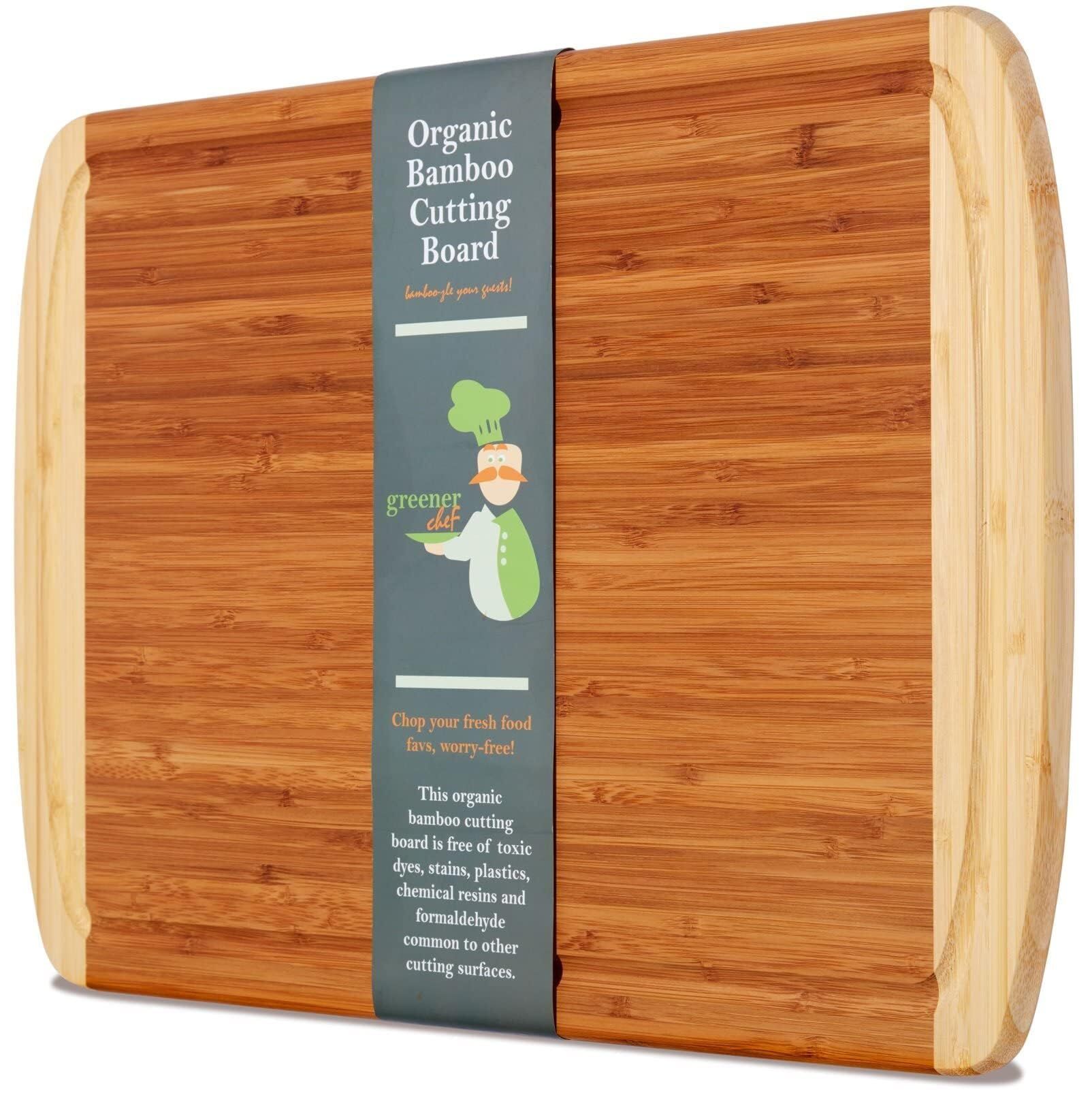 Greener Chef Small Bamboo Cutting Board -12 x 9 inch Wood Cutting Board, Brown