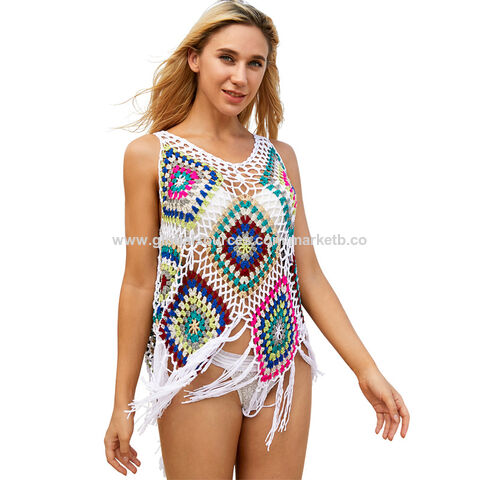 Women Sexy Beach Dress Crochet Fishing Net Design Bikini Swimwear C
