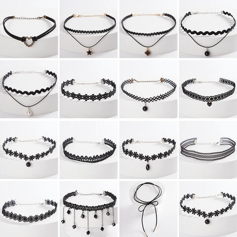 Men's Women's Choker Black Gothic Punk Rock Neck Band Narrow / Medium