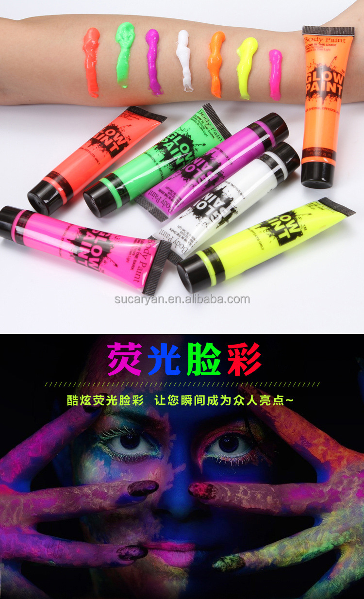 8 Pcs Body Art Paint Neon Fluorescent Party Festival Halloween