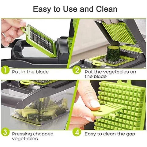 Multi-functional Kitchen Vegetable Chopper, Dicer, Slicer Tool With  Stainless Steel Blades And Hand Guard
