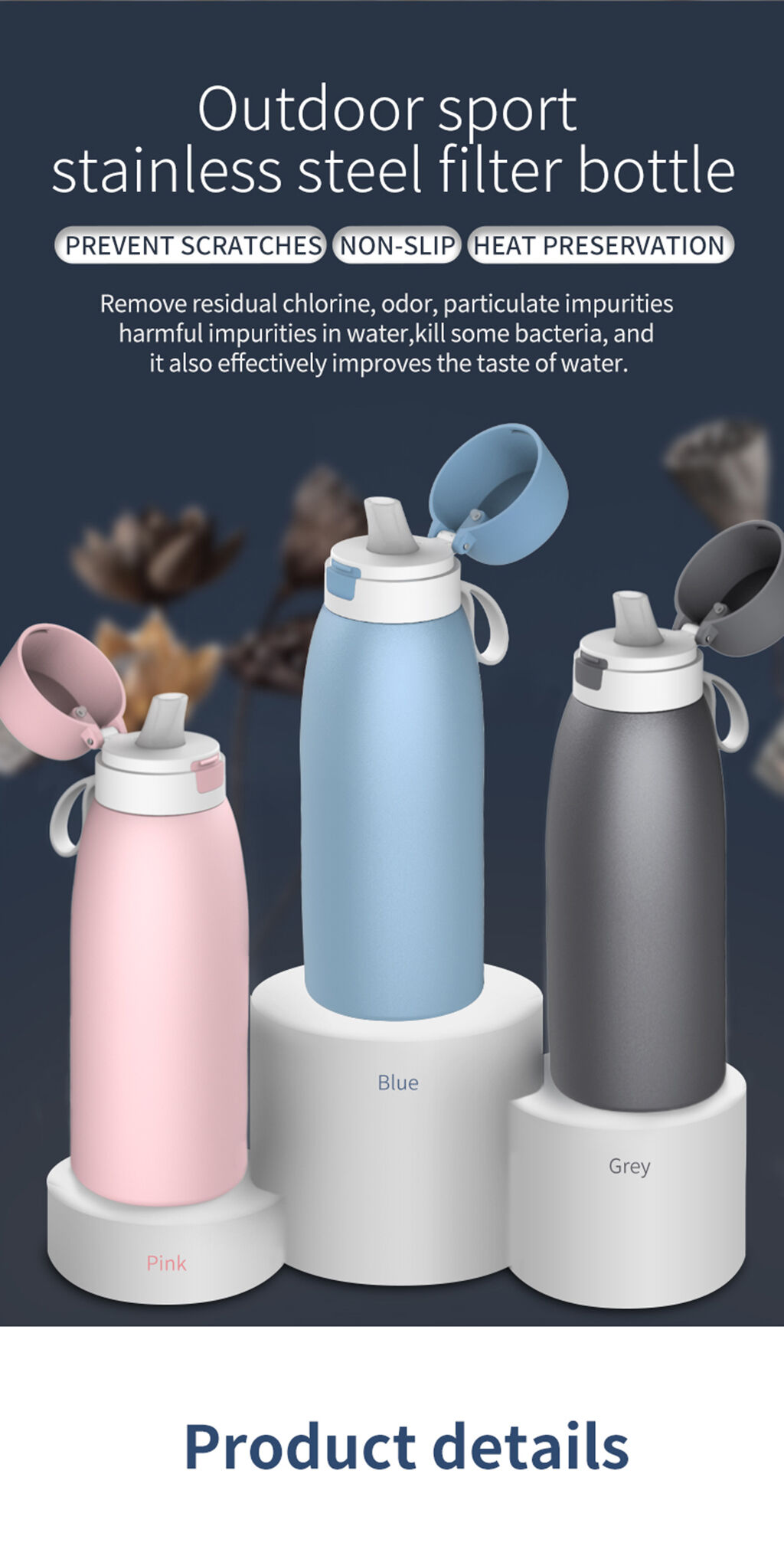 Buy Wholesale China Stainless Steel Duckbill Filter Water Bottle 970ml