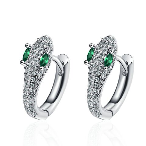 Brincos de diamante de luxo para mulheres, acessórios de fivela de orelha, brincos de cobra de cobre com design exclusivo