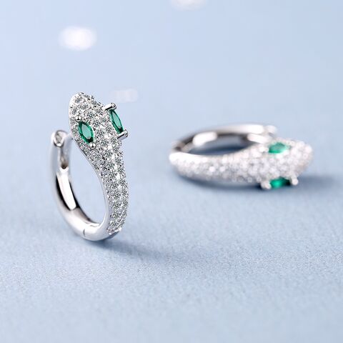 Brincos de diamante de luxo para mulheres, acessórios de fivela de orelha, brincos de cobra de cobre com design exclusivo