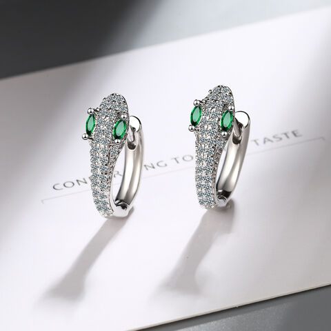 Brincos de diamante de luxo para mulheres, acessórios de fivela de orelha, brincos de cobra de cobre com design exclusivo