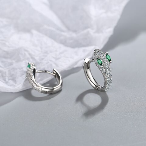 Brincos de diamante de luxo para mulheres, acessórios de fivela de orelha, brincos de cobra de cobre com design exclusivo