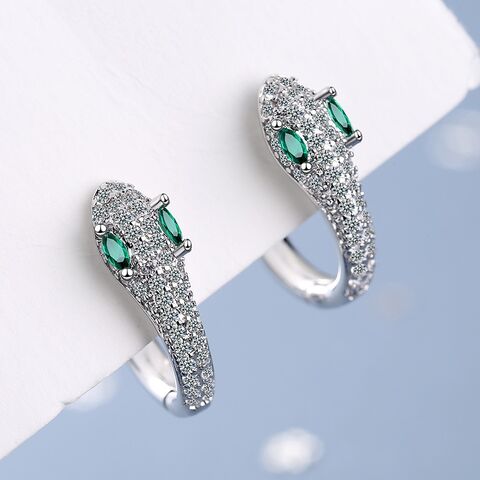 Brincos de diamante de luxo para mulheres, acessórios de fivela de orelha, brincos de cobra de cobre com design exclusivo