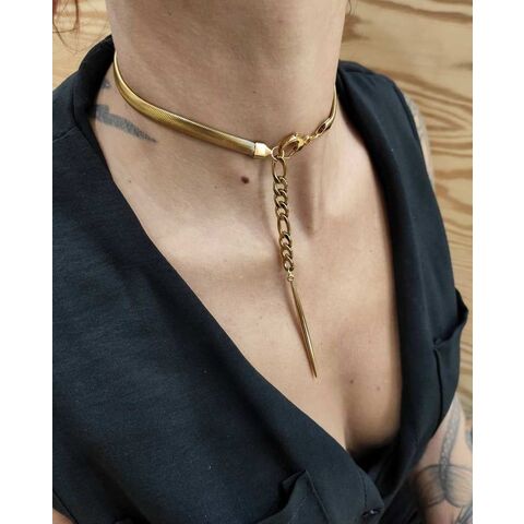 Womens Big Thick Oversized Metal Choker Necklace KS7012 - Gold (KS7015) -  CG182AOQI8E | Metal choker necklace, Metal choker, Chokers