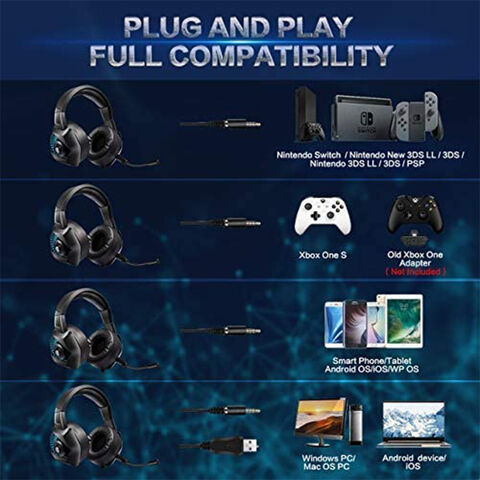 Audifonos gamer auriculares pc gamer Auriculares estéreo con bajo Led  Profesional para Gaming para ordenador PS4
