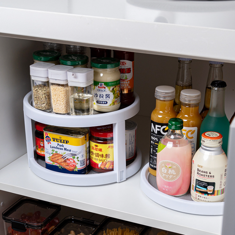 Turnable Spice Rack Non-skid Pantry Cabinet Rotating Lazy Organizer Rotatable Spice Rack ...