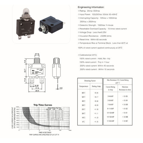 88/98 Bimetal Thermostat Circuit Breaker Overload Temperature Protector 12A
