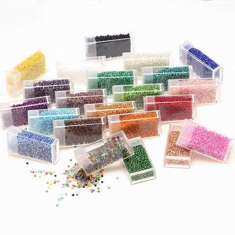 Caja de cuentas para joyería DIY de Yiwu, cuentas de vidrio de 2 mm para punto de cruz, accesorios de joyería, cuentas delica