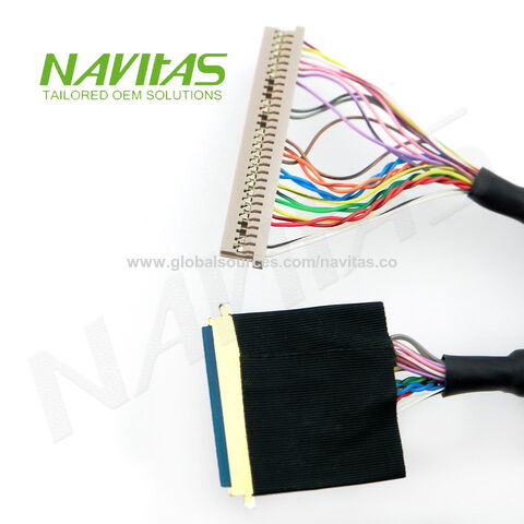 Custom 40 Pin Lvds Cable Assembly 0.5mm Pitch lcd lvds cable Horizontal  mating type micro