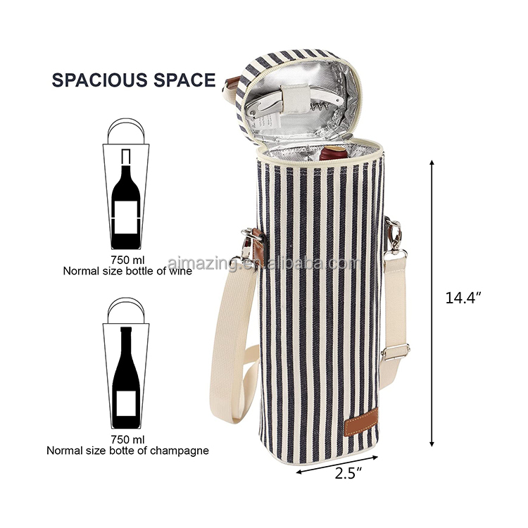 7x3x14 in. 1 Bottle Wine Tote Cooler Bag main image 1