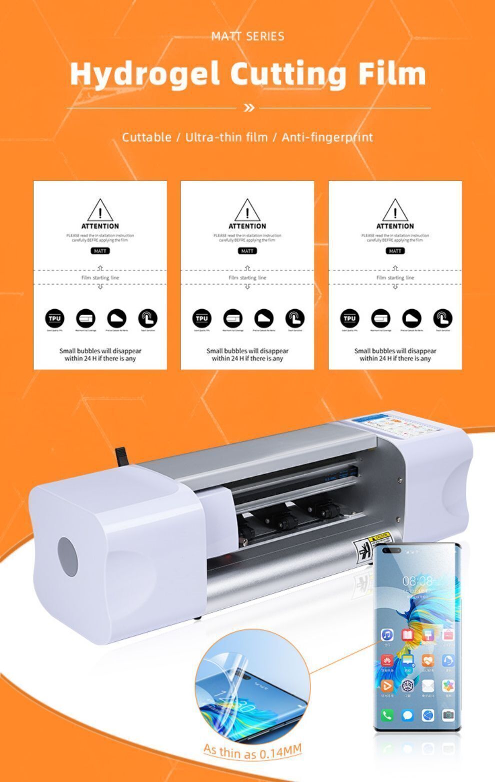 Wholesale Free Sample Matte Hydrogel Tpu Film Screen Protector Expore