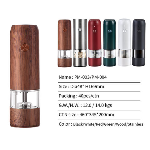 Rechargeable Electric Salt and Pepper Grinder Set - Built-in 500mAh Battery - Automatic Peppercorn and Sea Salt Spice Mill & Shakers Set