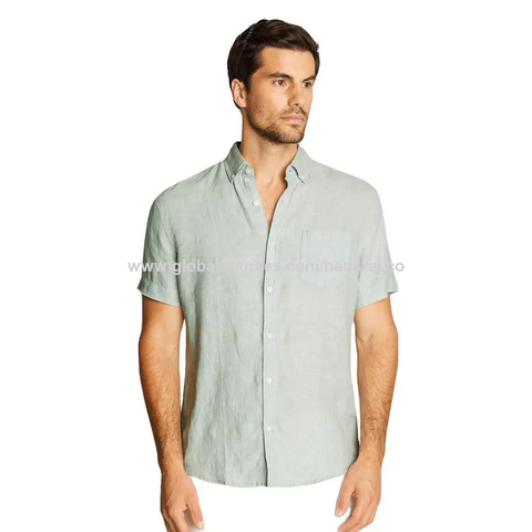 Lässiges Herren Leinenhemd aus weichem und atmungsaktivem Baumwoll-Leinen-Material für heiße Sommer.