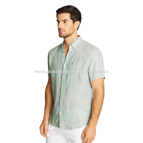Lässiges Herren Leinenhemd aus weichem und atmungsaktivem Baumwoll-Leinen-Material für heiße Sommer.