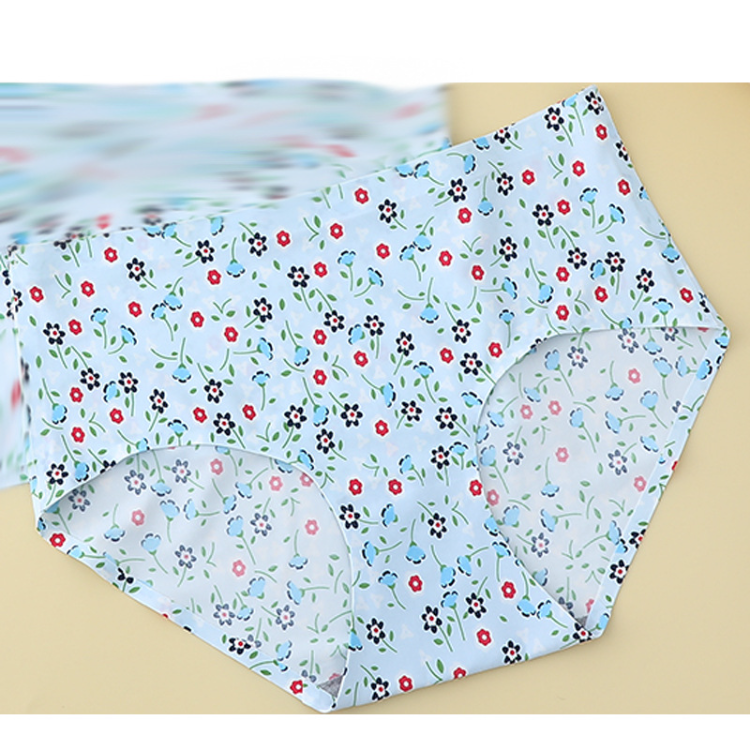 Panties For Women Ice Silk Cat Print Briefs Ladies Waist Seamless